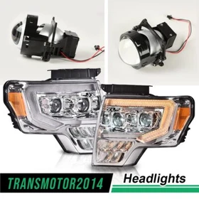 Fit For 2009-2014 Ford F150 Double LED DRL Projector Headlights Headlamps 1Pair