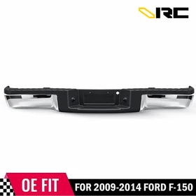 VRC Chrome Black Rear Steel Bumper Assembly For 2009-14 Ford F150 F-150 Truck
