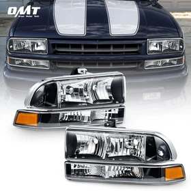 VRC For 1998-2004 Chevy S10 Pickup Blazer Headlights+Bumper Lamps Left+Right
