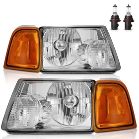 Pair Headlights For 2001-2011 Ford Ranger Amber Corner Signal Lamps Headlamps