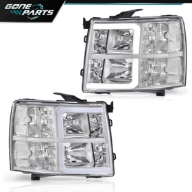 Fit For 2007-2013 Chevy Silverado LED DRL Tube Headlights Headlamps Left & Right