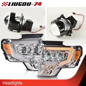 Fit For 2009-2014 Ford F150 Double LED DRL Projector Headlights Headlamps 1Pair