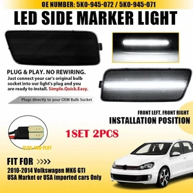 2-20 For Volkswagen VW MK6 GTI 2010-2014 LED Front Side Marker Light Smoked Lamp