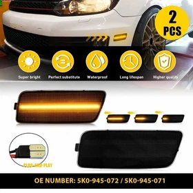 Amber Front Bumper Side Marker Lamp For 10-14 VW MK6 GTI 5K0-945-072 5K0-945-071