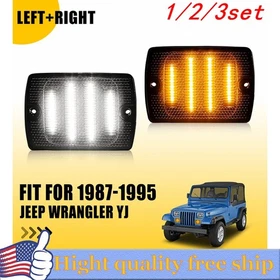 2/4x 1987-1995 For Jeep Wrangler YJ Smoked Len LED Side Signal Marker Turn Light