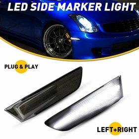For 03-07 Infiniti G35 Coupe White Smoked Front Bumper Side Marker Light 2/4/6