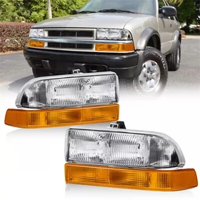 Fit For 1998-2004 CHEVY S10/BLAZER Pickup Headlights Assembly Headlamps Set(2)