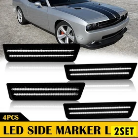 4/8Pcs Smoked Front LED Lens & Rear Marker Side Lights For 08-14 Dodge Challenge
