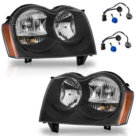 Pair Headlights Assembly For 2005-2007 Jeep Grand Cherokee 4-Door Halogen