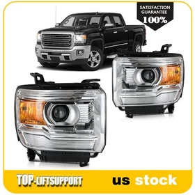 Pair  Headlights Assembly For 2014-15 GMC Sierra 1500 2014-19 2500HD 3500HD