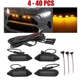 4-40X Smoke Raptor Style Front LED Grille Lights Amber for 2019-2024 Toyota RAV4