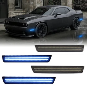 4PCS LED Side Marker Light Front Rear Bumper Lamp For 2015-2023 Dodge Challenger