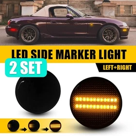 Smoked Lens LED Front Fender Marker Signal Lights For 1989-2015 Mazda MX-5