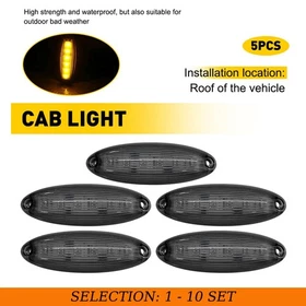 5-50x Smoke LED Cab Roof Marker Amber Light Assy Fit Freightliner Cascadia 2018+