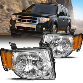 For 2008 2009 2010 2011 2012 Ford Escape SUV Headlights Lamps  Assembly Pair