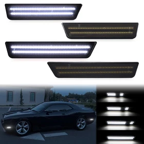 4PCS LED Side Marker Light Front Rear Bumper Lamp For 2008-2014 Dodge Challenger