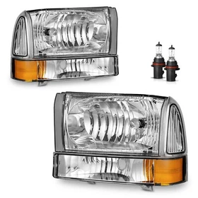 Pair Headlights For 1999-2004 Ford F250 F350 F450 Super Duty 00-04 Excursion