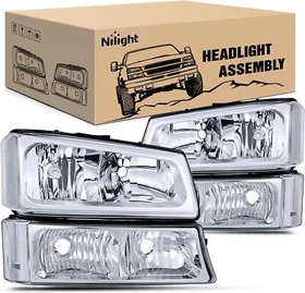 Nilight Headlight Assembly for 2003-2006 Chevy Silverado Avalanche 1500 1500HD