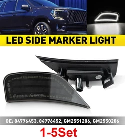 1-5Set For 2021-23 GMC Chevy Cadillac LED Side Bumper Marker White Light Smoked