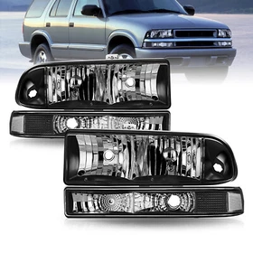 Black/Clear Corner Headlights Fit For 1998-04 Chevy s10 Blazer Bumper Lamps