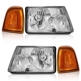 WEELMOTO Pair Headlights For 2001-2011 Ford Ranger Amber Corner Headlamps
