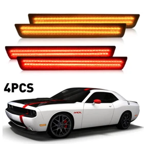 Front&Rear Lens Side Marker Lights LED Kit For 2015-2023 Dodge Challenger Smoked