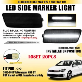 2-20X LED Side Marker Light Lamp Smoke For 2010-2014 VW MK6 Golf GTI White Amber