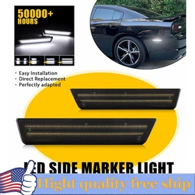 2/4/6 Dynamic LED Rear Side Marker Light Smoked White For 08-14 Dodge Challenge
