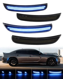 For 2015-2023 Dodge Charger Front Rear Sequential LED Side Marker Lights Lamps