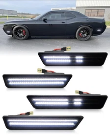 For Dodge Challenger 2008-2014 Front Rear Bumper 4PCS LED Side Marker Light Lamp
