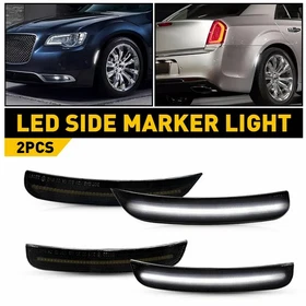 Smoked LED Front & Rear Side Marker Lights For 2015-2023 Chrysler 300 300C 300S