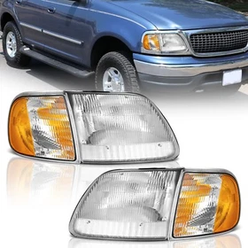 Chrome Pair Headlights & Corner Lights Fit For 1997-2003 Ford F150 Expedition