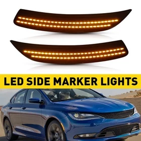 Smoked LED Front Rear Side Corner Marker Indicator Lights For 15-17 Chrysler 200
