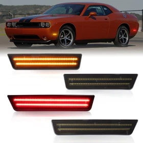 For 2008-2014 Dodge Challenger 4PCS Front Rear Bumper LED Side Marker Light Lamp