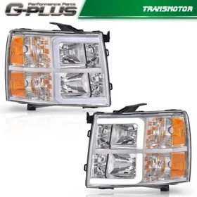 Fit For 2007-2013 Chevy Silverado LED DRL Tube Headlights Headlamps Left+Right