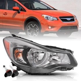 Headlight For 2012-2015 Subaru Impreza XV Crosstrek Chrome Headlamp w/Bulbs 