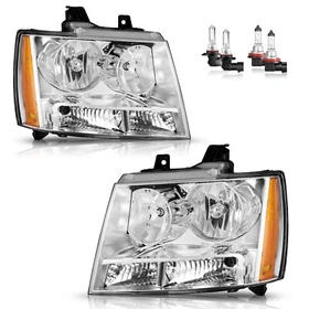 Pair Headlights For 2007-2014 Chevy Suburban Tahoe Avalanche Halogen w/ Bulbs