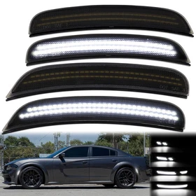 For 2015-2023 Dodge Charger Smoked LED Front Rear Bumper Side Marker Lights Lamp