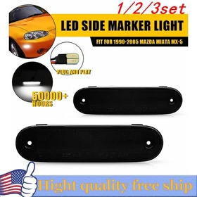 2/4x For Mazda Miata MX-5 1990-2005 LED Side Marker Light Front Rear Smoked Lens