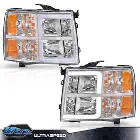Fit For 2007-2013 Chevy Silverado LED DRL Tube Headlights Headlamps Left+Right