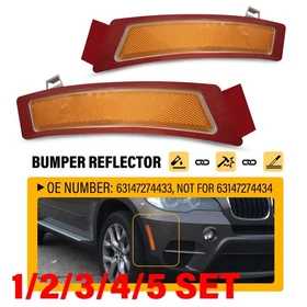 Front Bumper Side Marker Reflector Amber Lens For 2011-2013 BMW E70 X5 1-5SET