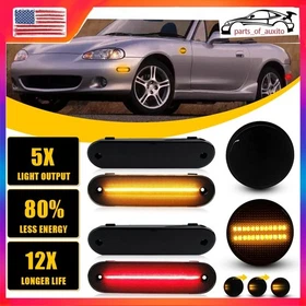 6/12x Red Amber Smoke Marker Side Bumper Fender Lamp For Mazda Miata MX-5 90-05