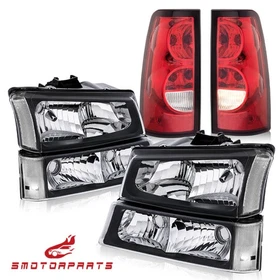 For 2003-2006 Chevy Silverado 1500 2500 Black Housing Headlights & Tail Lights