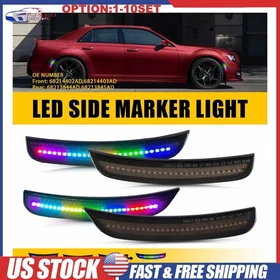 Dynamic RGB Front Rear LED Side Marker Light For Chrysler 300S 300C 15-23 4-40X