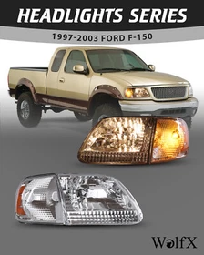 Pair Clear Headlights+Corner Lights For 97-03 Ford F-150/97-02 Ford Expedition