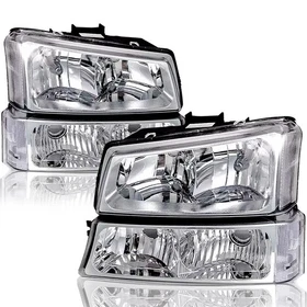 4pcs Headlights For 2003-2006 Chevy Silverado Avalanche Headlamps 03-06