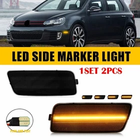 2-20X Sequential Amber Fender Side Marker Light For 2010-2014 VW MK6 Golf GTI EW