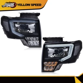 Fit For 2009-2014 Ford F-150 Truck LED DRL Tube Headlights HeadLamps Left+Right