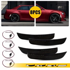 LED Side Marker Dynamic White Light + Wiring Harness Fit 2015-2023 Chrysler 300