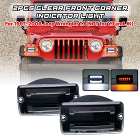 2Pcs Clear/Smoked LED Front Corner marker Light For 1997-2006 Jeep Wrangler TJ